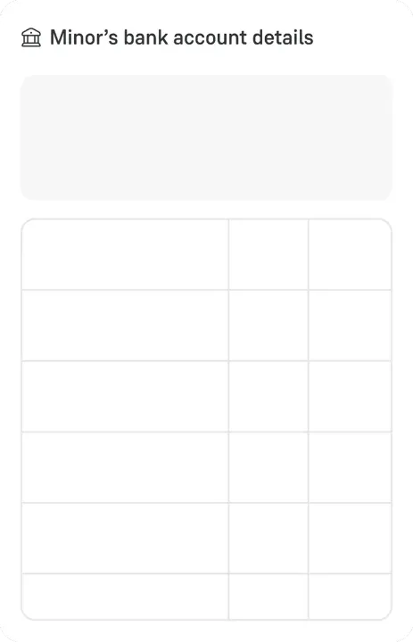 Minor bank account details
